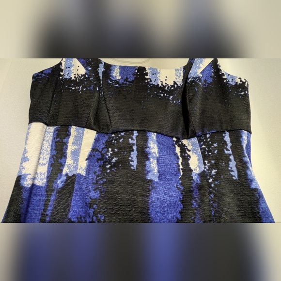 Muse Dress Blue, White and Black Textured Fabric. Size 10. - Picture 3 of 8